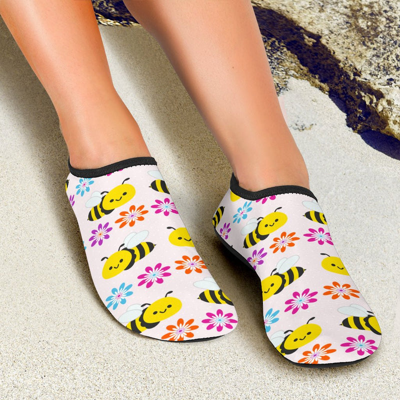 Pink & Blue Bee Design Aqua Shoes - Carbone&