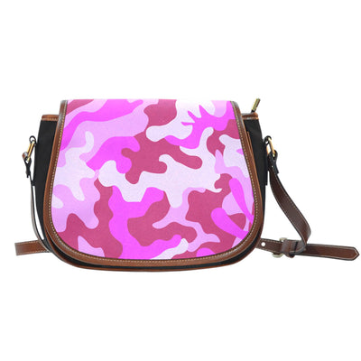 Pink Camouflage Leather Trim Saddle Bag - Carbone's Marketplace