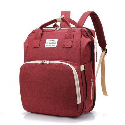 Red diaper backpack with USB charging port