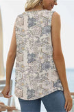 Printed Square Neck Curved Hem Tank - Carbone's Marketplace