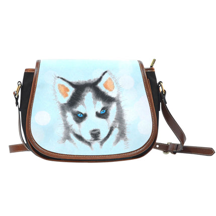 Puppy Husky Leather Trim Cross Body Bag - Carbone's Marketplace