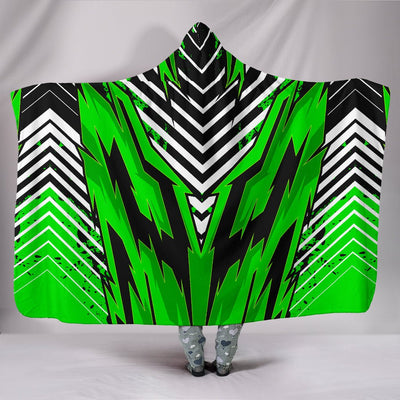 Racing Style Green & White Stripes Vibes Hooded Blanket - Carbone's Marketplace