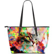 Rainbow Cat Large Leather Tote Bag - Carbone's Marketplace