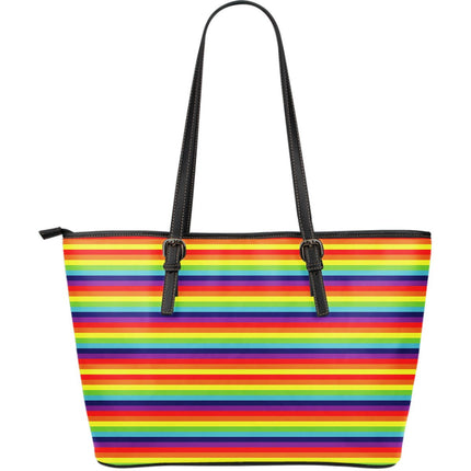 Rainbow Stripes Large Leather Tote Bag - Carbone's Marketplace