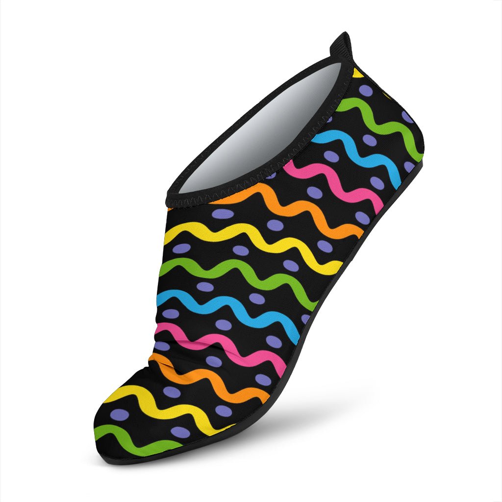 Rainbow Wavy Lined Aqua Shoes - Carbone's Marketplace