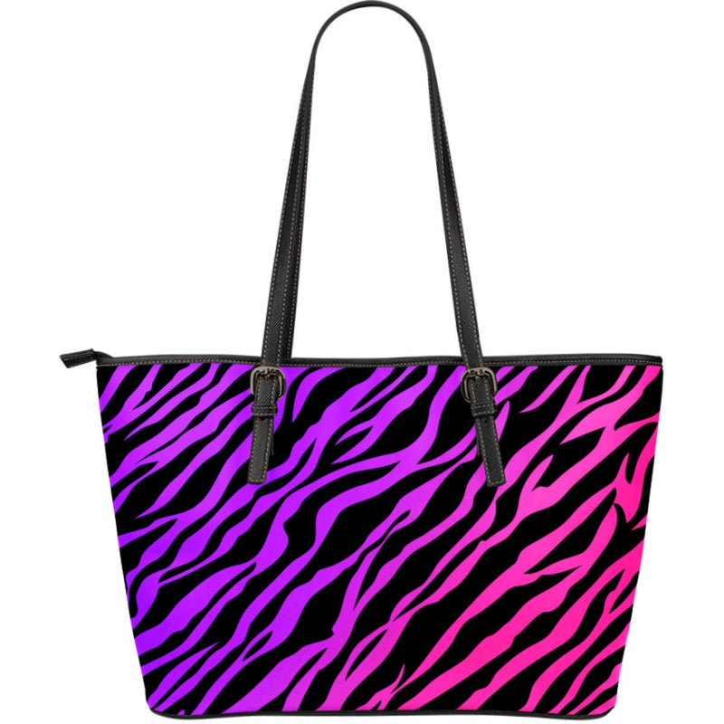 Rainbow Zebra Print Large Leather Handbag - Carbone&