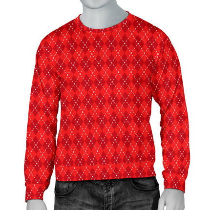 Red Argyle Mens Sweater - Carbone's Marketplace