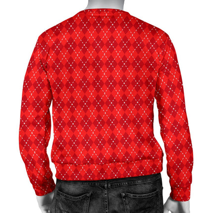 Red Argyle Mens Sweater - Carbone's Marketplace