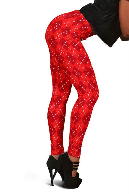 Red Argyle Womens Leggings - Carbone's Marketplace