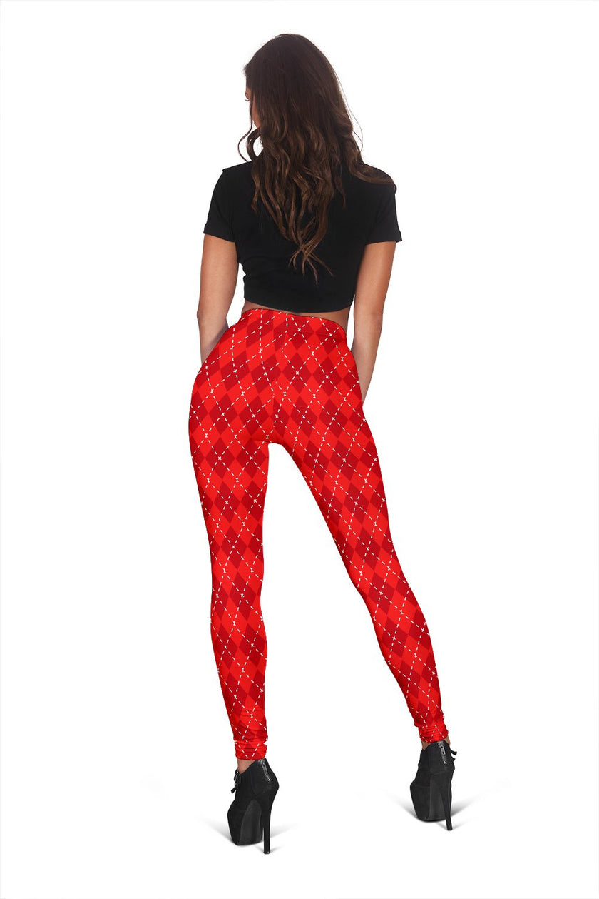 Red Argyle Womens Leggings - Carbone's Marketplace