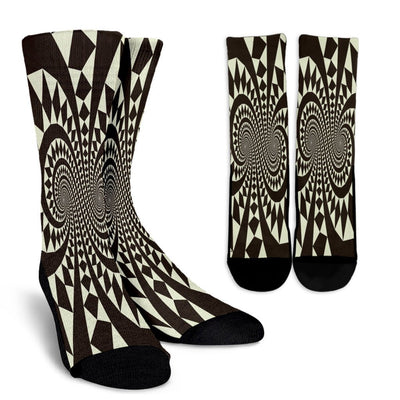 Retro Black & White Swirl Crew Socks - Carbone's Marketplace