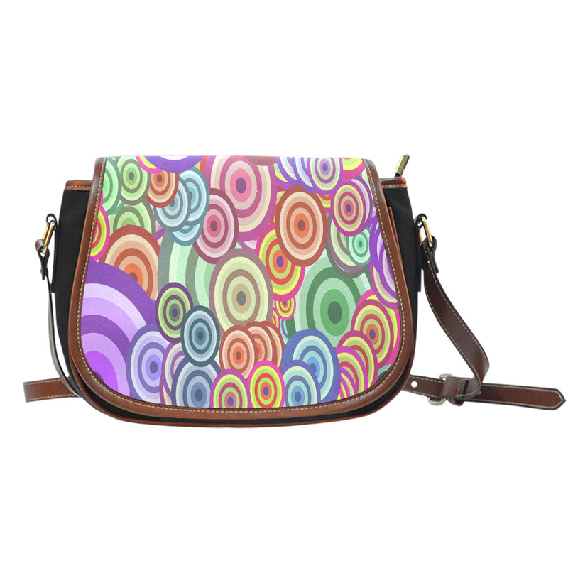 Retro Colours Leather Trim Saddle Bag - Carbone&