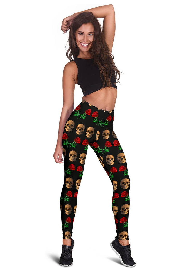 Roses and Skulls Leggings for Skull Lovers - Carbone's Marketplace