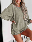 Round Neck Dropped Shoulder Sweatshirt - Carbone's Marketplace