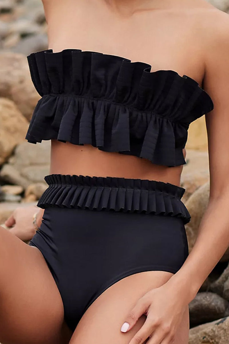 Ruffled Tie Back Two-Piece Swim Set - Carbone&