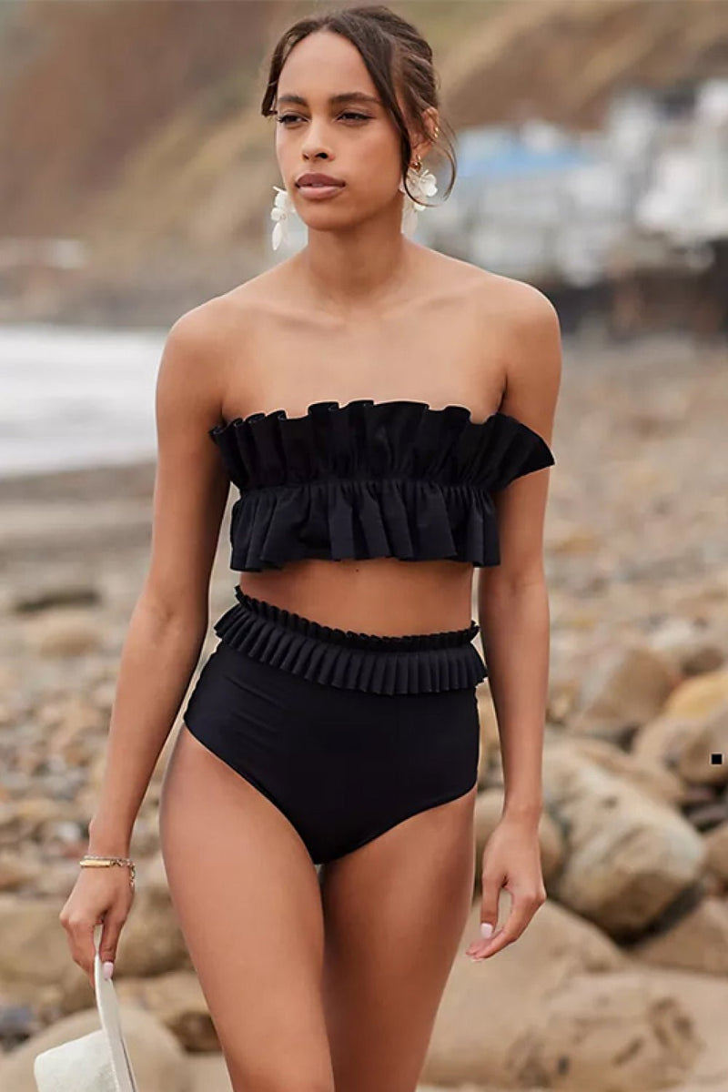 Ruffled Tie Back Two-Piece Swim Set - Carbone&